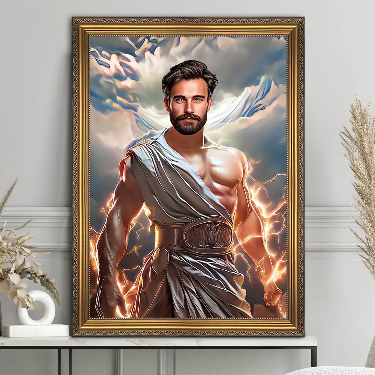 Portret Zeusa - druk na płótnie, spersonalizowany prezent dla niego - Adamell.pl