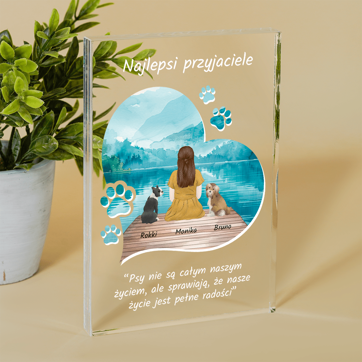 Psy to najlepsi przyjaciele - Druk na szkle, spersonalizowany prezent - Adamell.pl