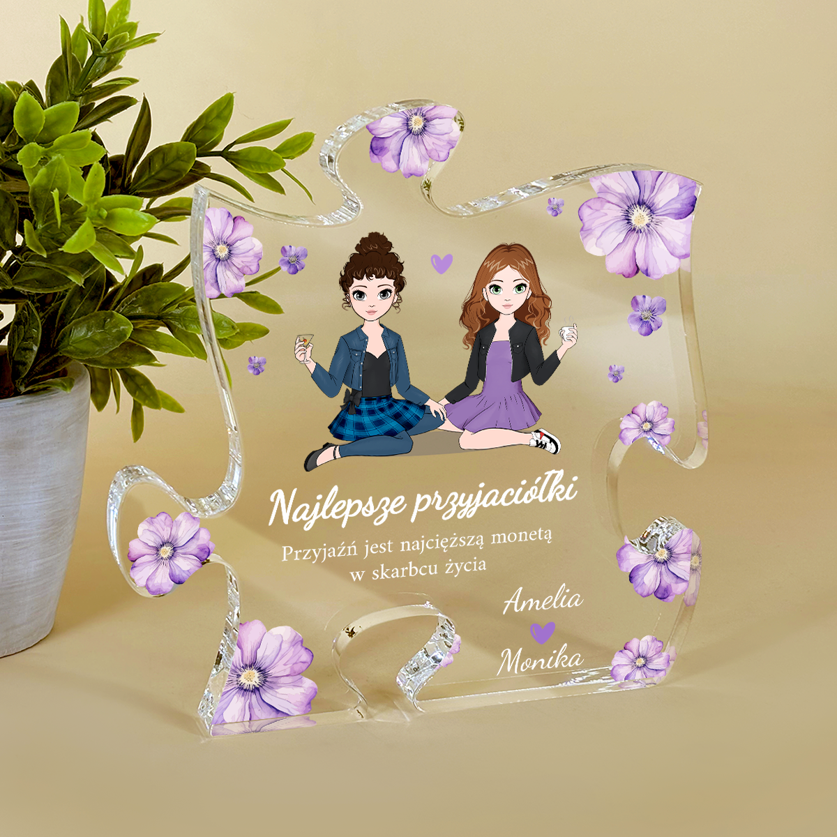 Przyjaźń to skarb - Druk na szkle - puzzel, spersonalizowany prezent dla przyjaciółki