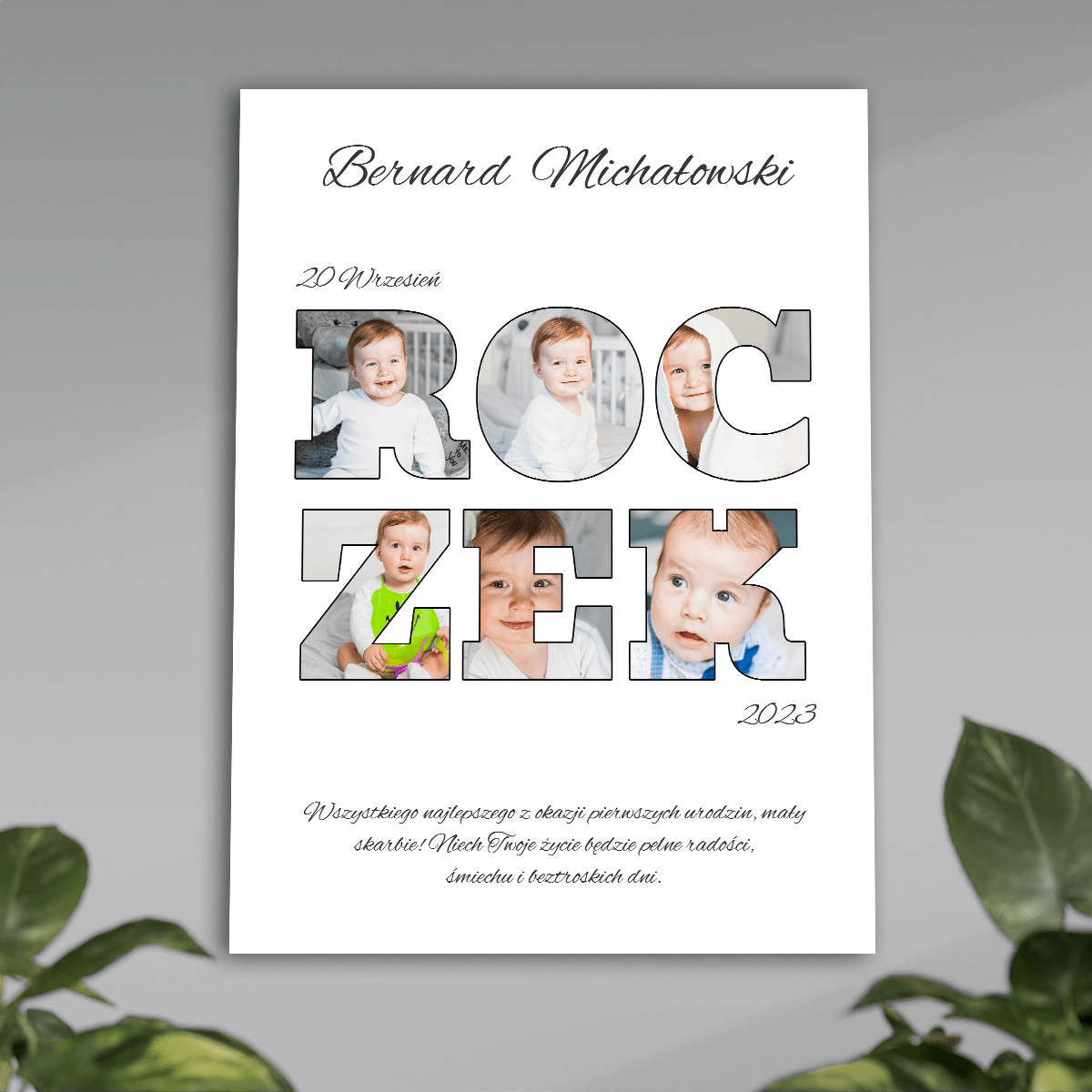 Roczek dziecka - plakat, spersonalizowany prezent dla dziecka - Adamell.pl