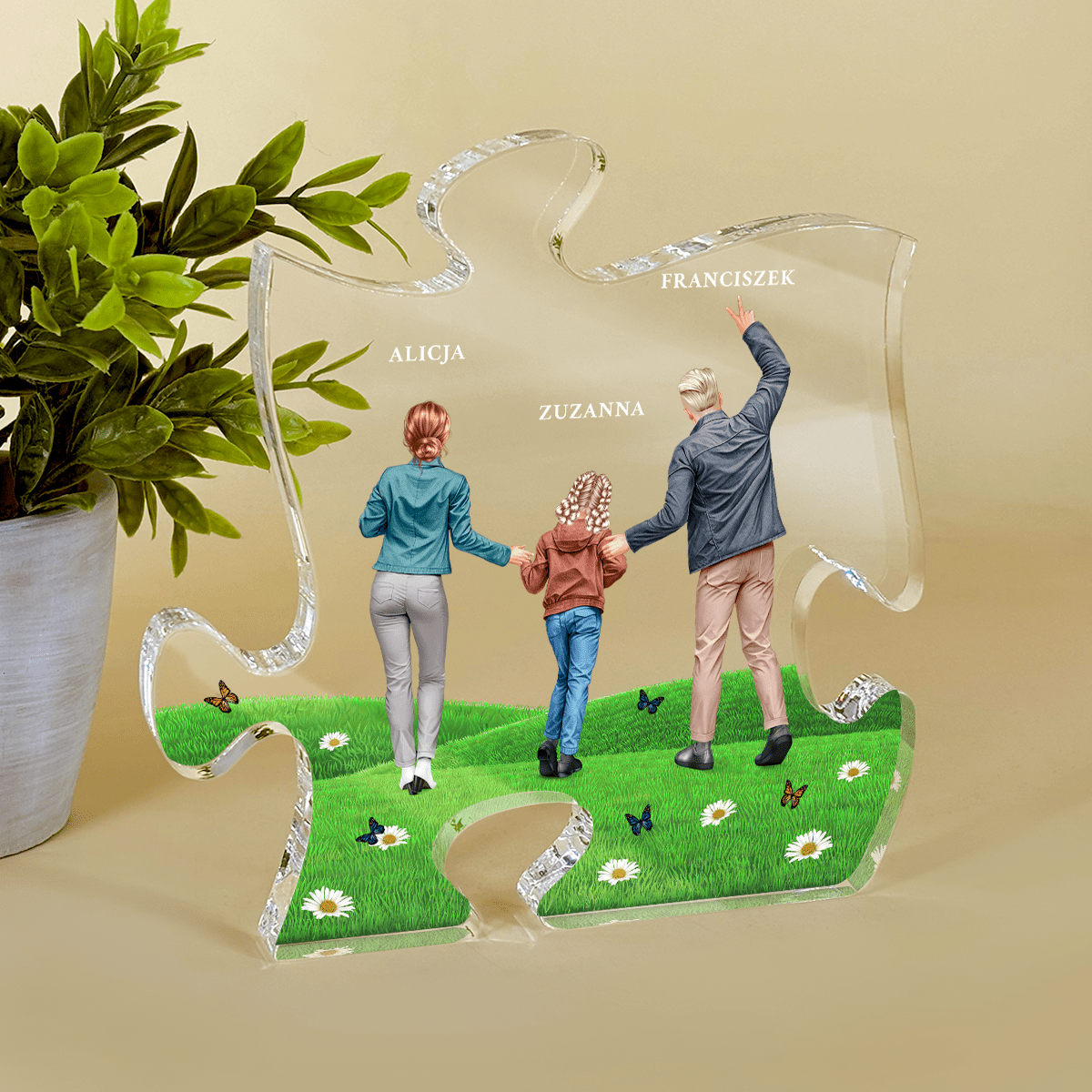 Rodzice z dzieckiem Clipart - Druk na szkle - puzzel, spersonalizowany prezent dla rodziców - Adamell.pl