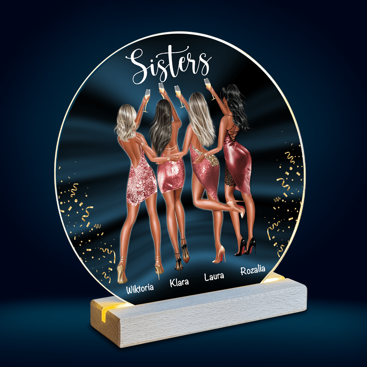 Siostry razem Clipart - Druk na szkle, spersonalizowany prezent dla siostry - Adamell.pl