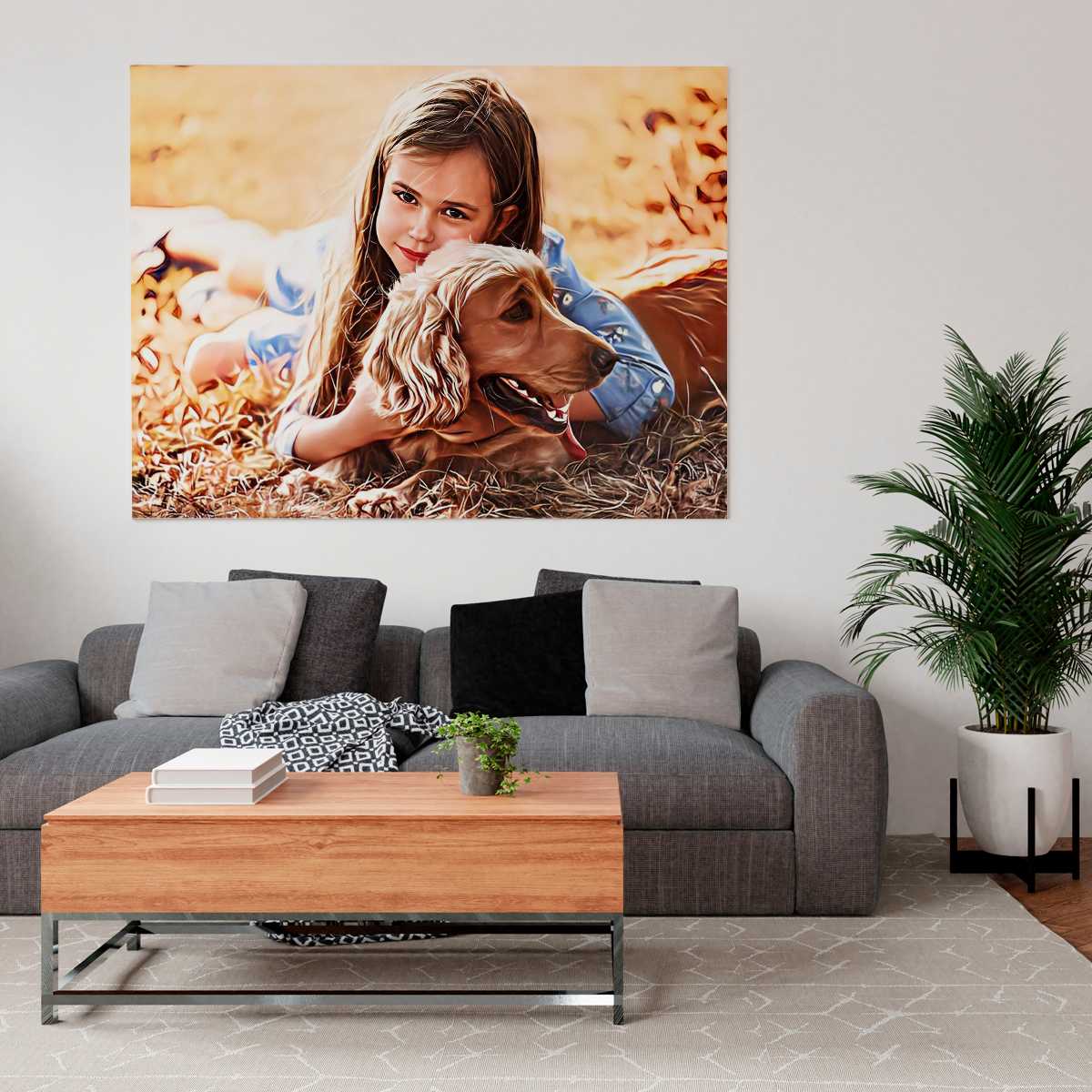 Kolorowy portret z pupilem - obraz na płótnie, spersonalizowany prezent