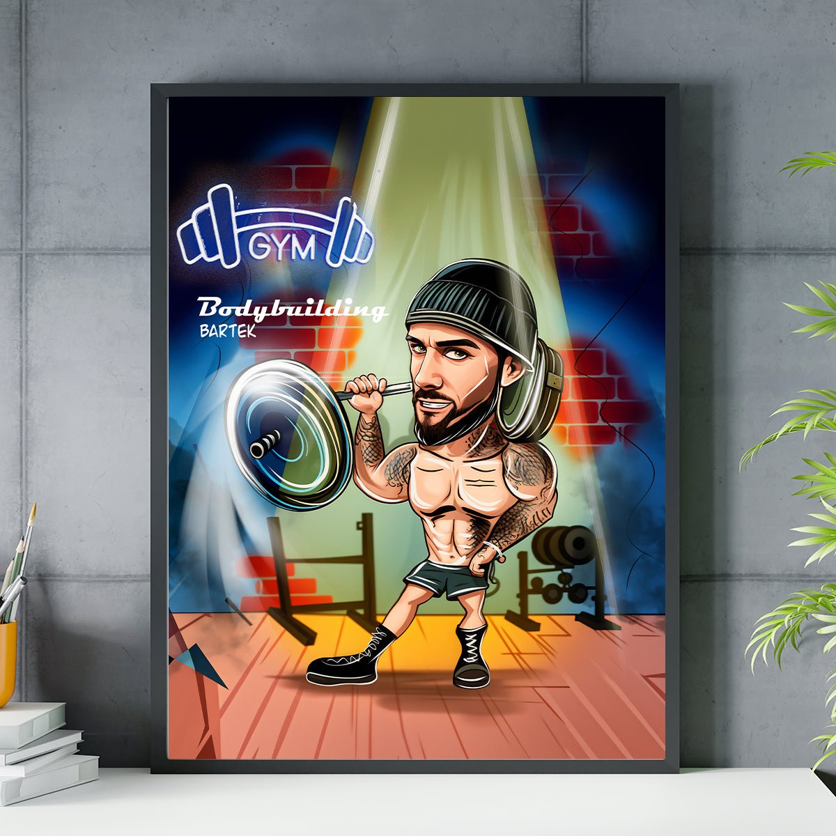 Sportowiec ilustracja - plakat, spersonalizowany prezent dla sportowca - Adamell.pl