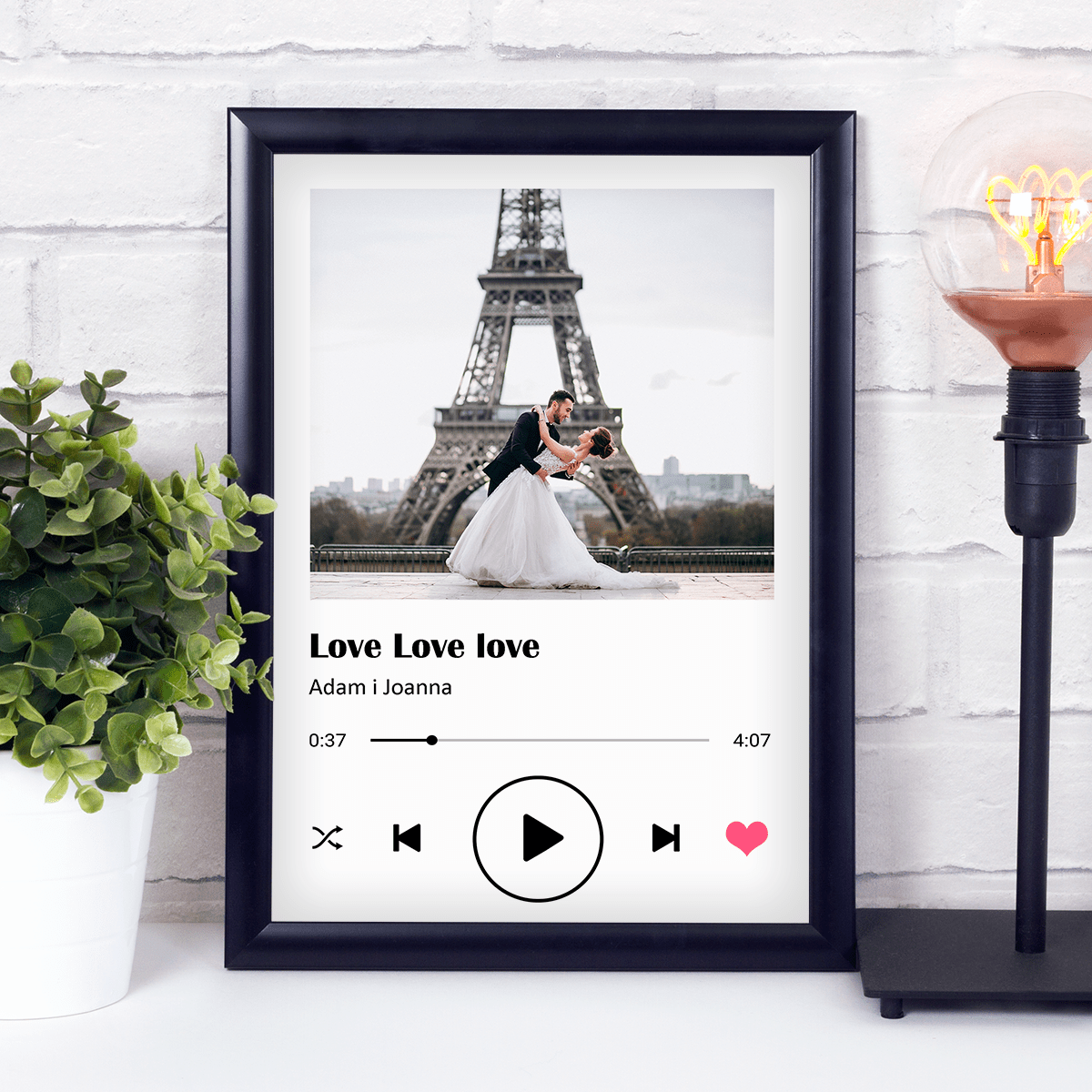 Spotify zdjęcie w ramce - Druk na szkle, spersonalizowany prezent - Adamell.pl