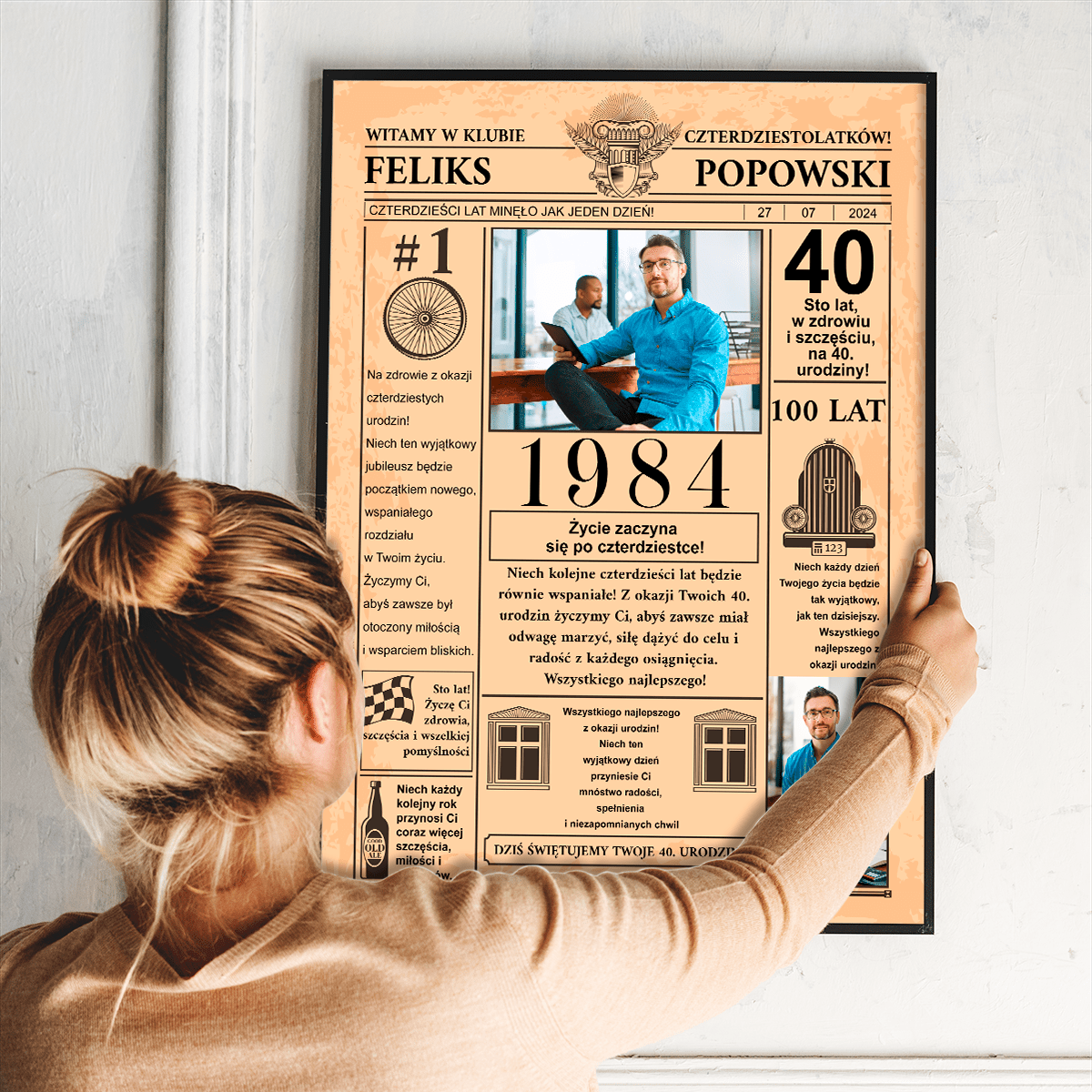 Strona gazety - plakat, spersonalizowany prezent na urodziny - Adamell.pl