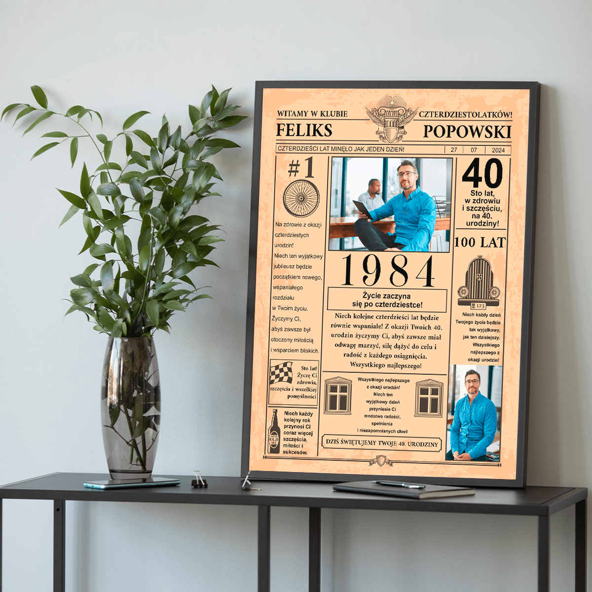 Strona gazety - plakat, spersonalizowany prezent na urodziny - Adamell.pl