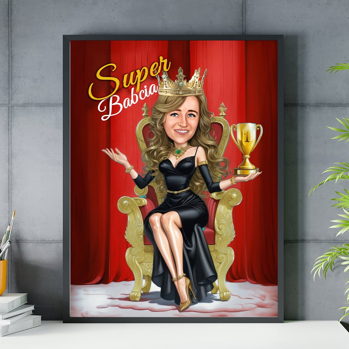 Super babcia ilustracja - plakat, spersonalizowany prezent dla babci - Adamell.pl