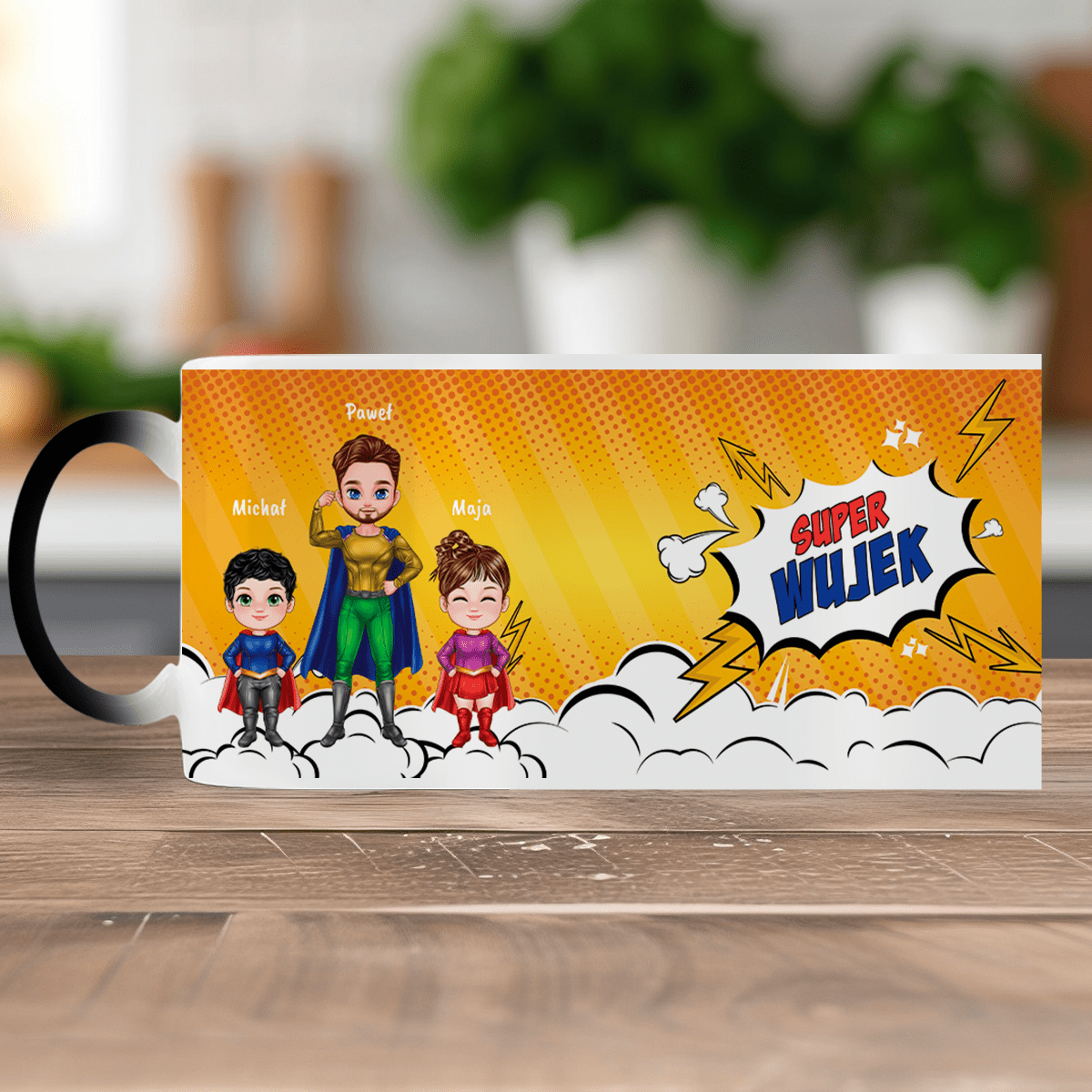 Super wujek Clipart - 1x Kubek magiczny z nadrukiem, spersonalizowany prezent dla wujka - Adamell.pl