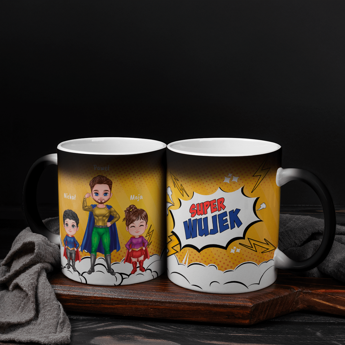 Super wujek Clipart - 1x Kubek magiczny z nadrukiem, spersonalizowany prezent dla wujka - Adamell.pl