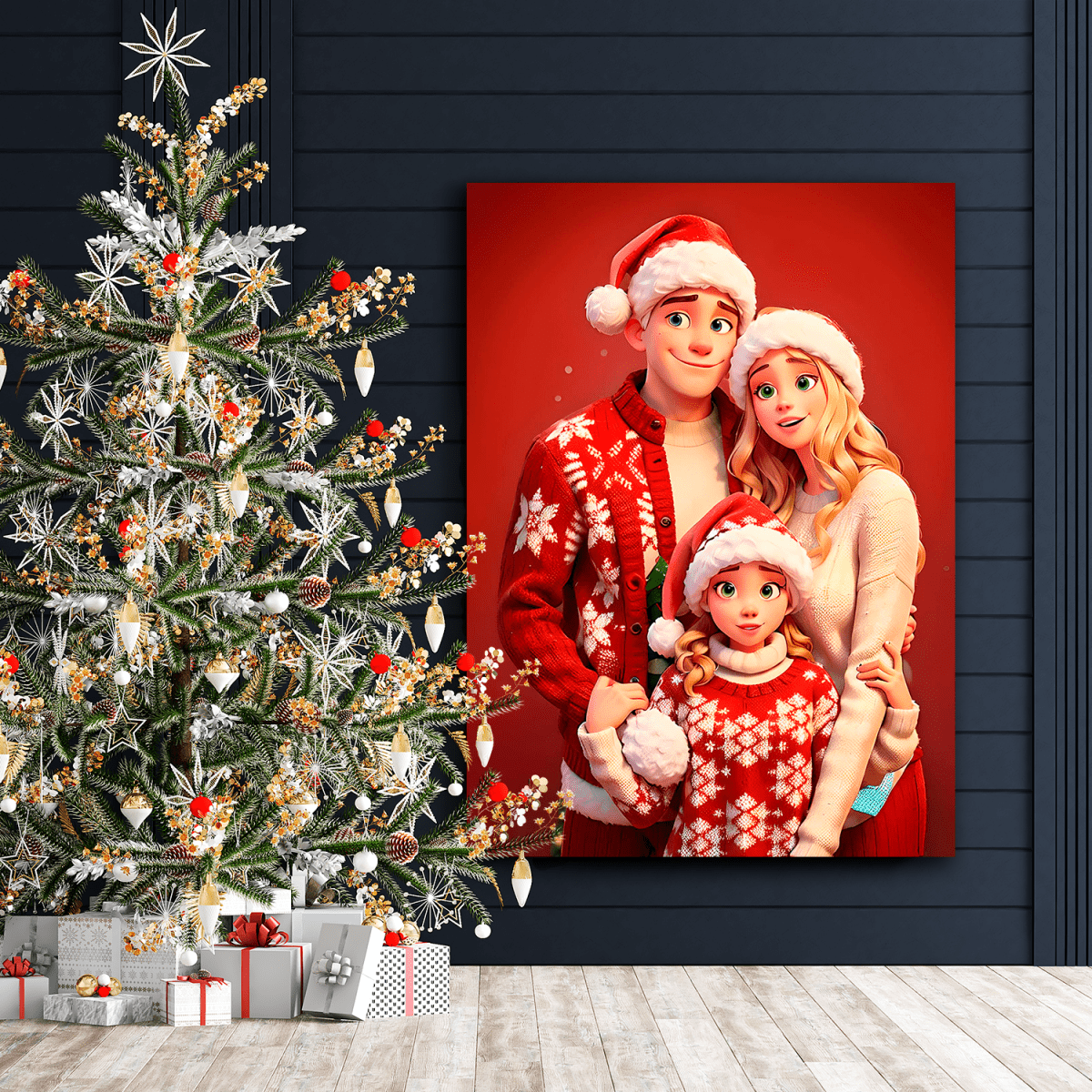 Świąteczny czas z rodziną - druk na płótnie, spersonalizowany prezent dla rodziców - Adamell.pl