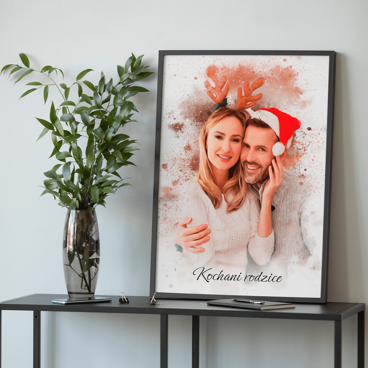Świąteczny portret rodziców - plakat, spersonalizowany prezent dla rodziców - Adamell.pl