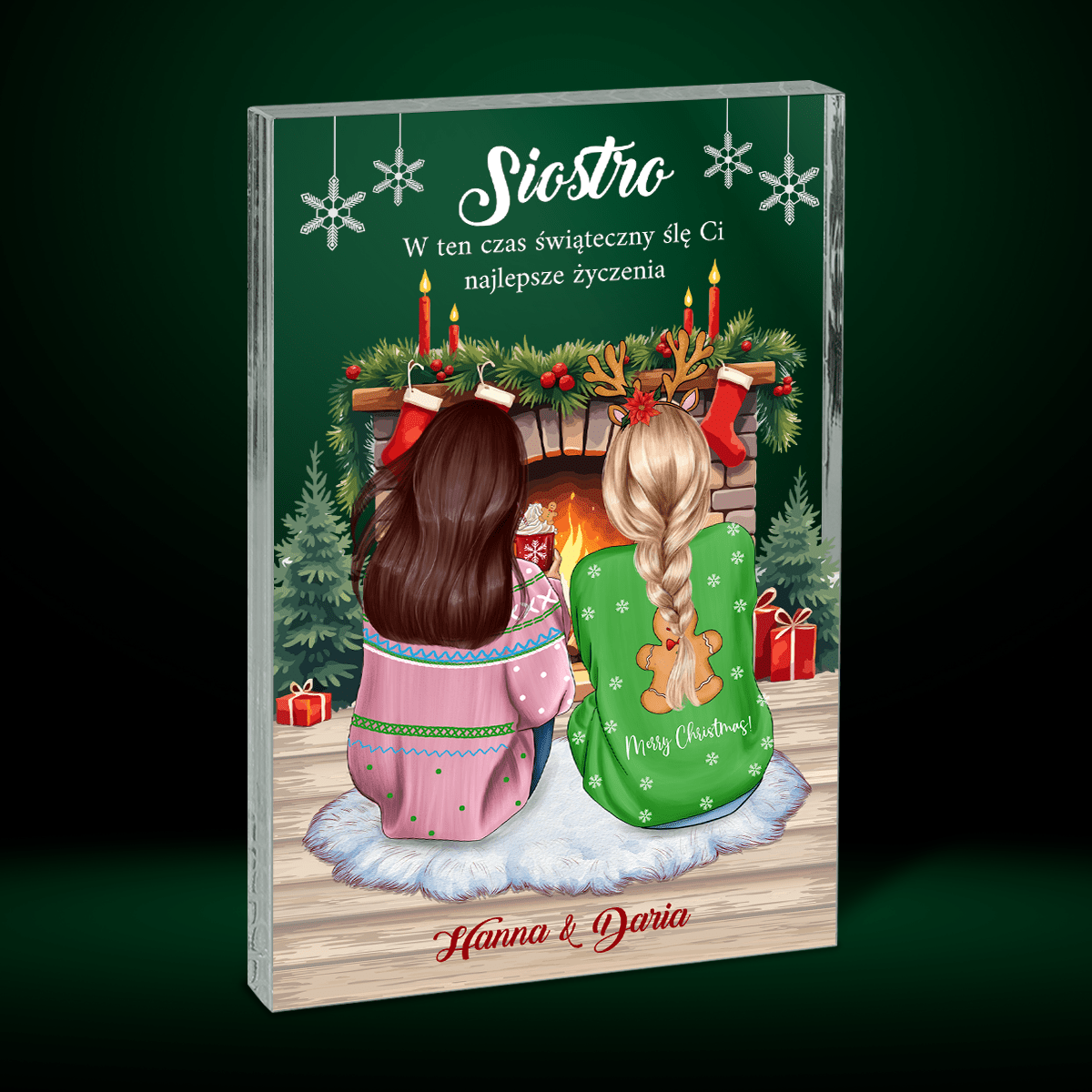 Święta z siostrą Clipart - Druk na szkle, spersonalizowany prezent dla siostry - Adamell.pl