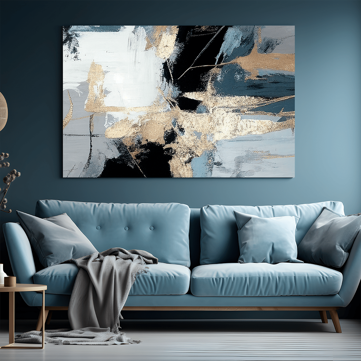 Szaro - złota abstrakcja - obraz na płótnie, oryginalny prezent dla niego - Adamell.pl