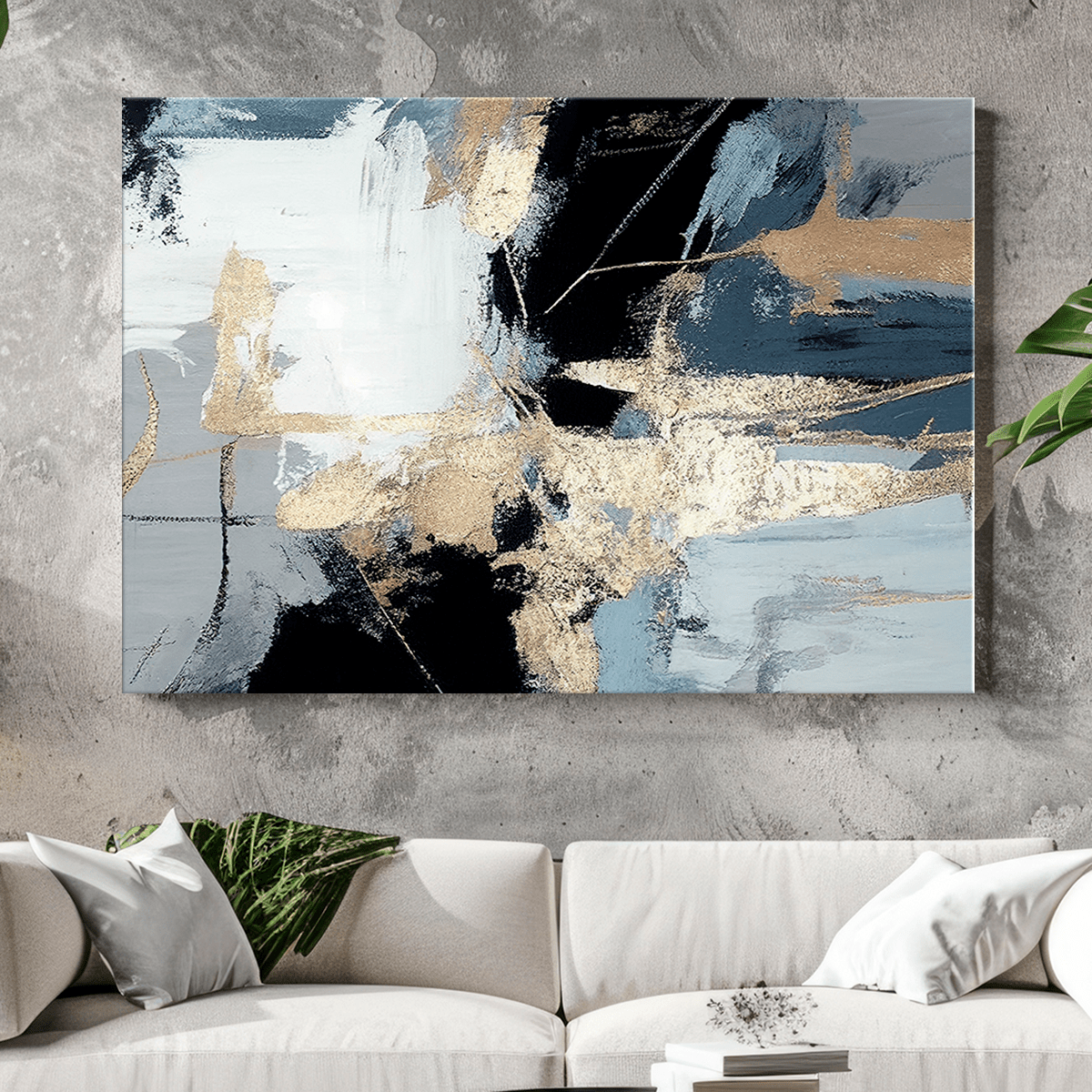 Szaro - złota abstrakcja - obraz na płótnie, oryginalny prezent dla niego - Adamell.pl