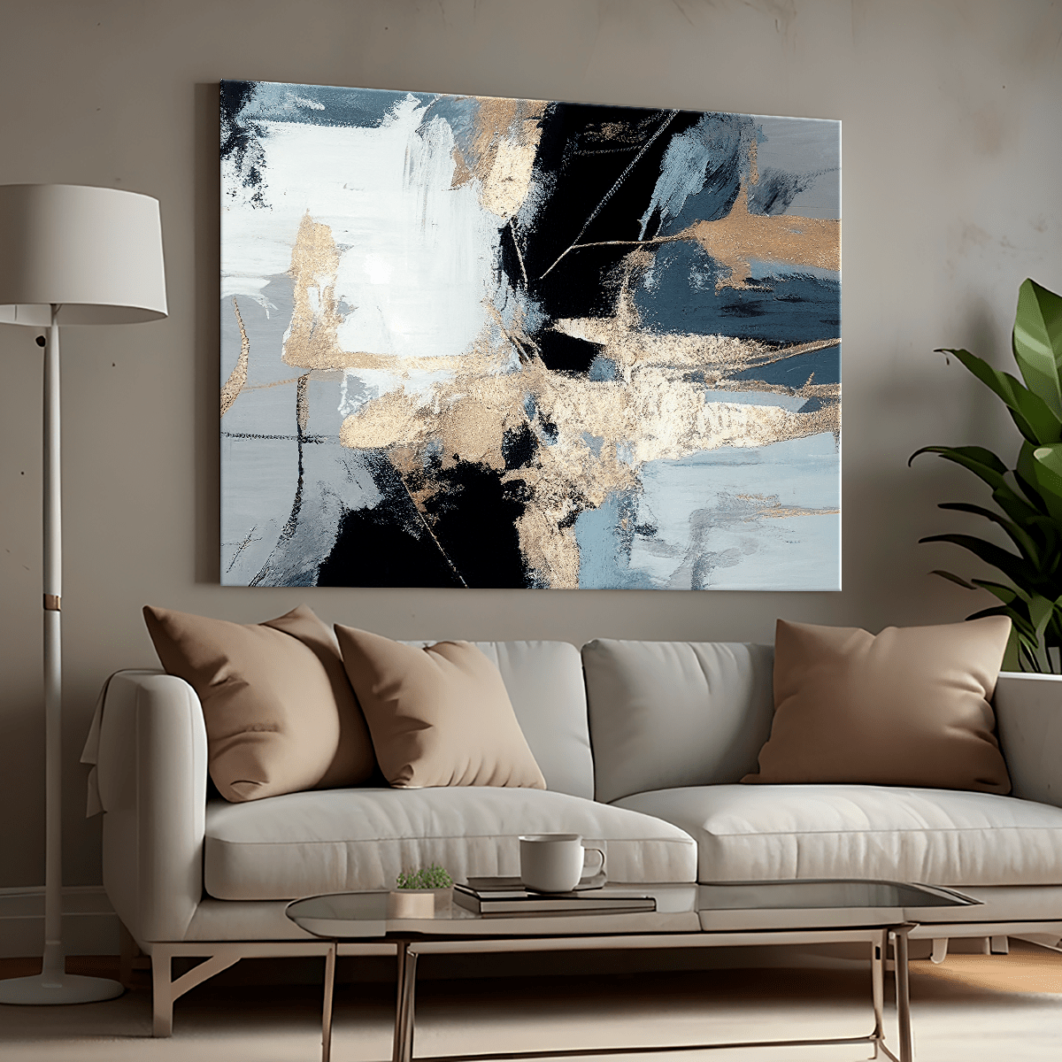 Szaro - złota abstrakcja - obraz na płótnie, oryginalny prezent dla niego - Adamell.pl