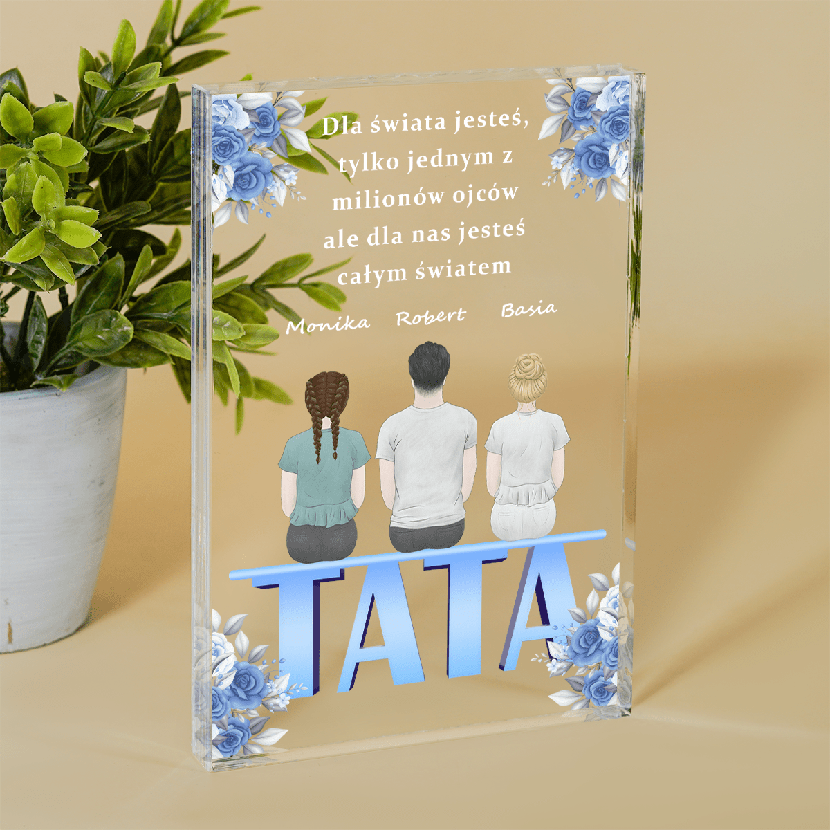 Tata całym światem - Druk na szkle, spersonalizowany prezent dla taty - Adamell.pl