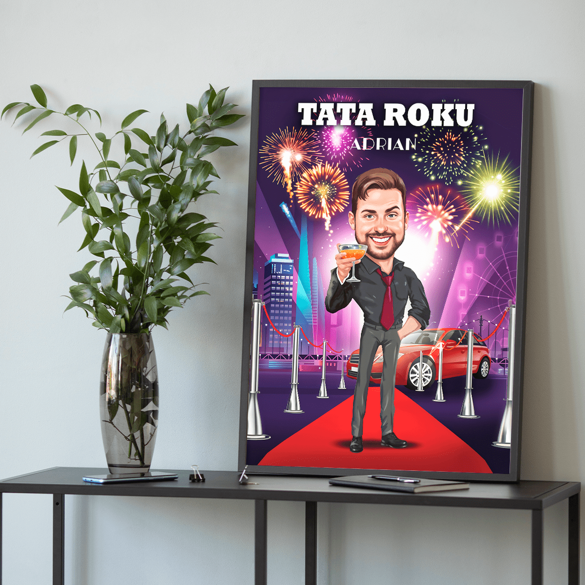 Tata roku ilustracja - plakat, spersonalizowany prezent dla taty - Adamell.pl