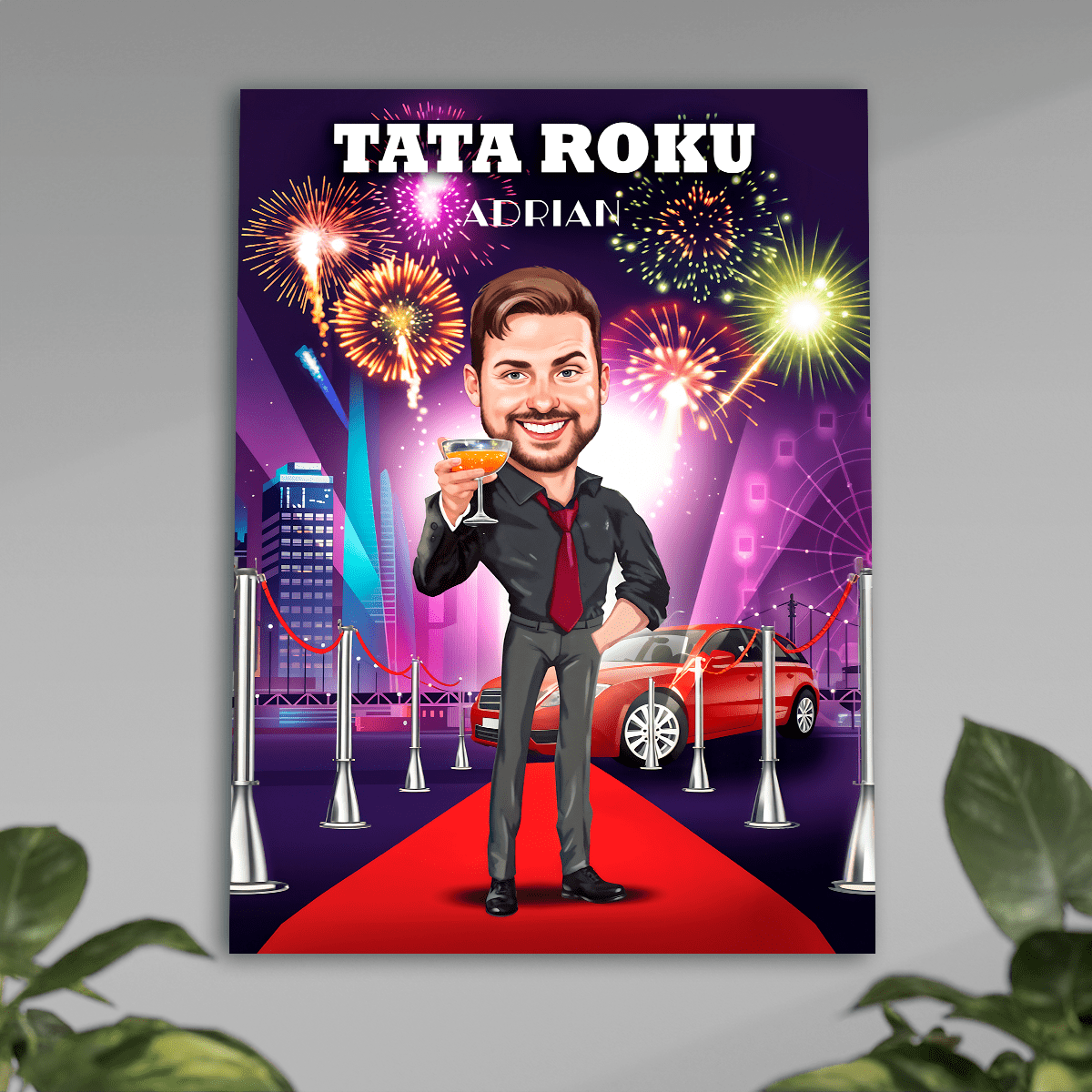 Tata roku ilustracja - plakat, spersonalizowany prezent dla taty - Adamell.pl