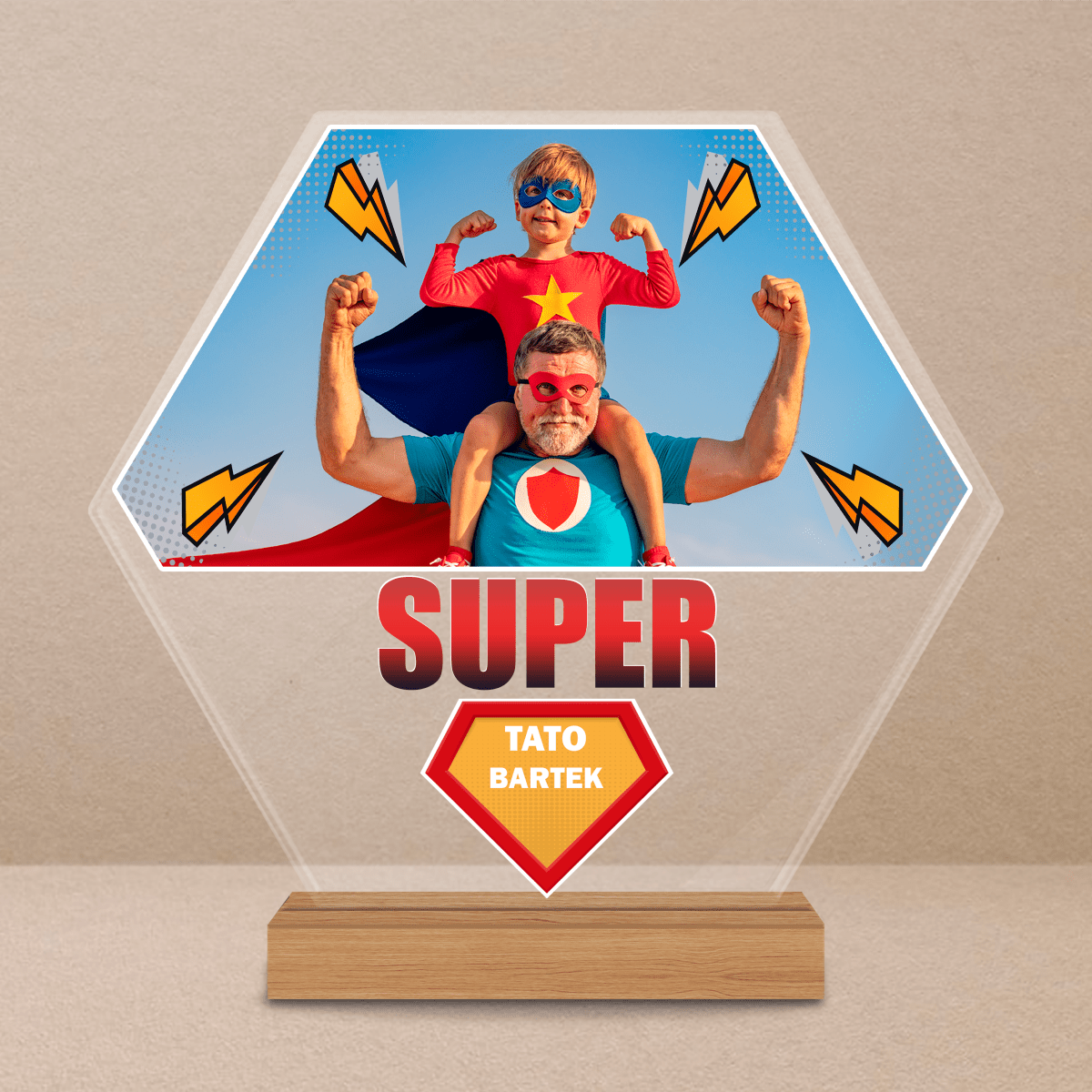Tato superbohater - Druk na szkle, spersonalizowany prezent dla taty - Adamell.pl