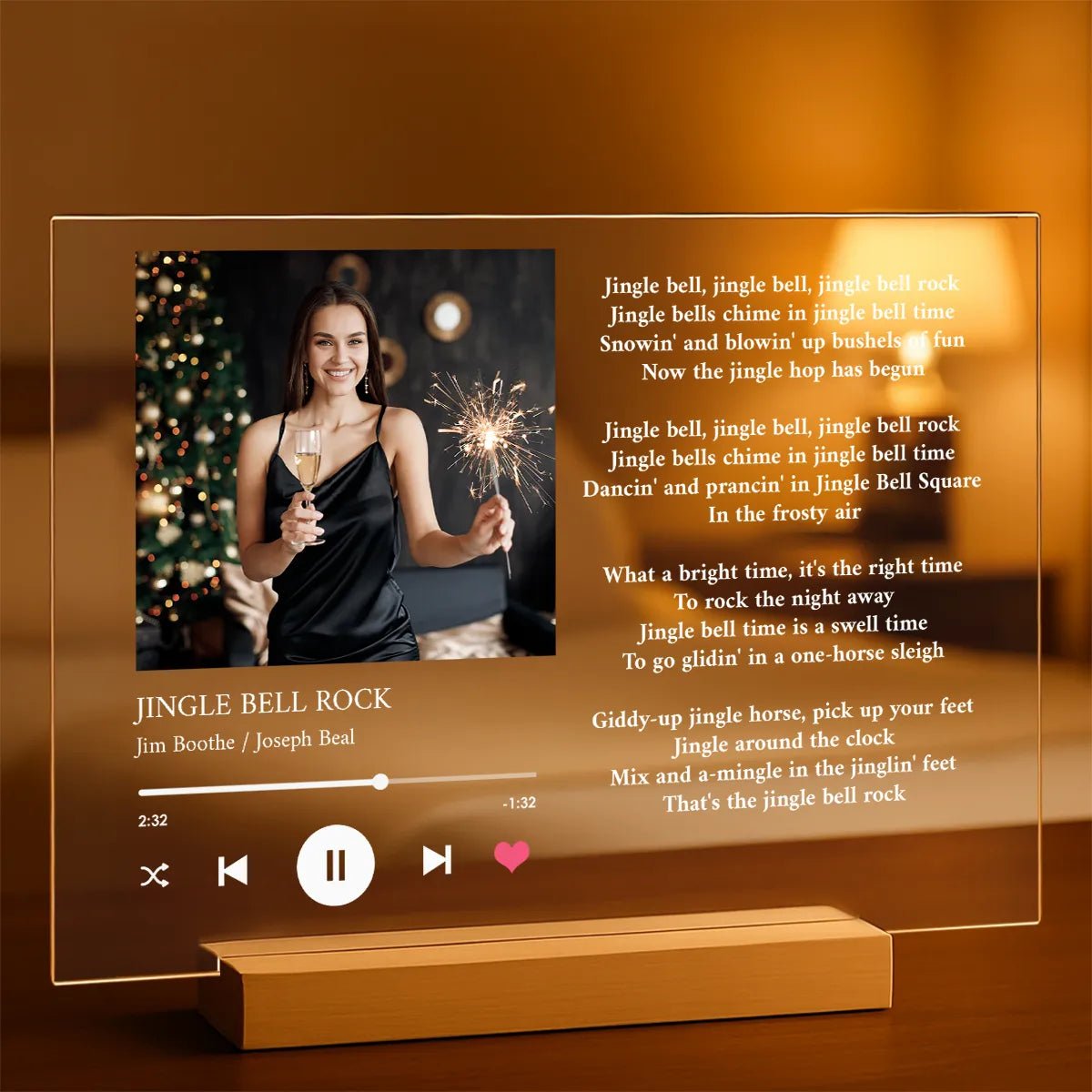 Tekst świątecznej piosenki + zdjęcie - Druk na szkle, spersonalizowany prezent dla żony - Adamell.pl