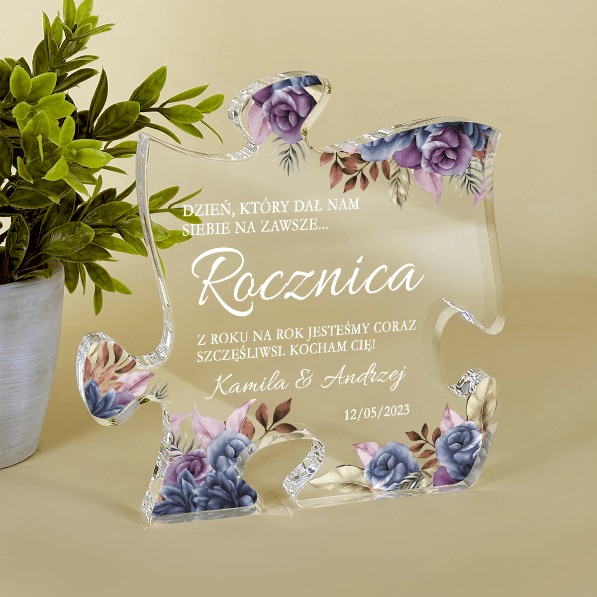 Ten wyjątkowy dzień - Druk na szkle - puzzel, spersonalizowany prezent dla pary - Adamell.pl