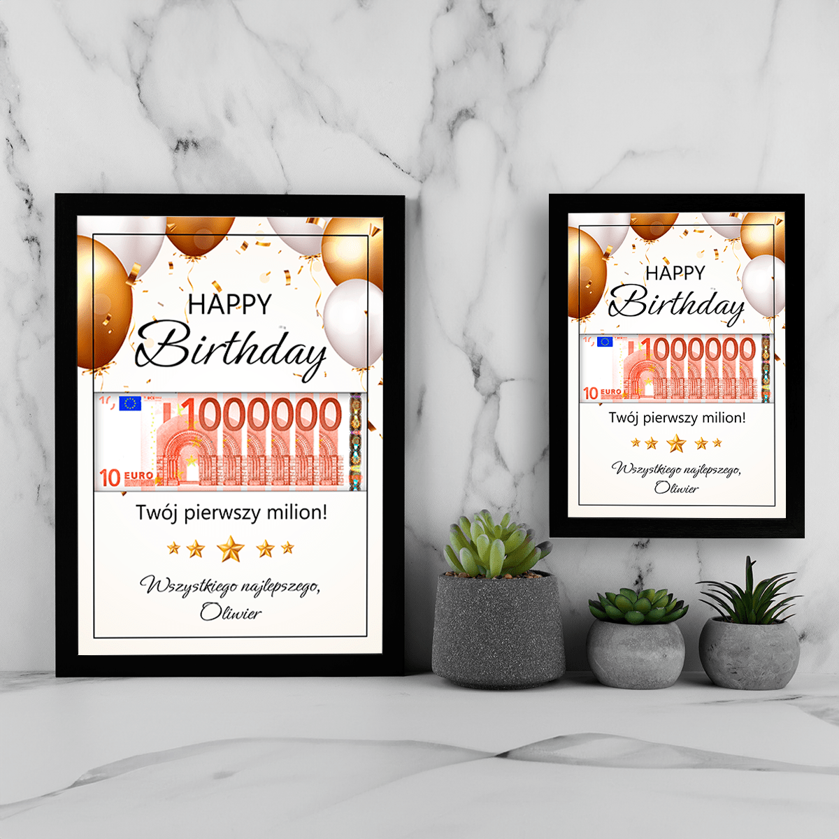 Twój pierwszy milion - Ramka na pieniądze, spersonalizowany prezent dla niego - Adamell.pl
