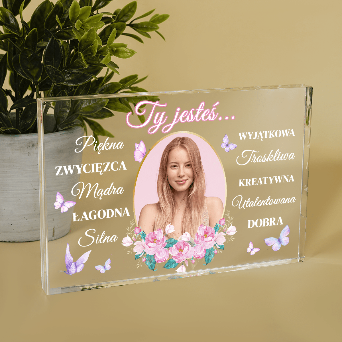 Ty jesteś... - Druk na szkle, spersonalizowany prezent dla niej - Adamell.pl