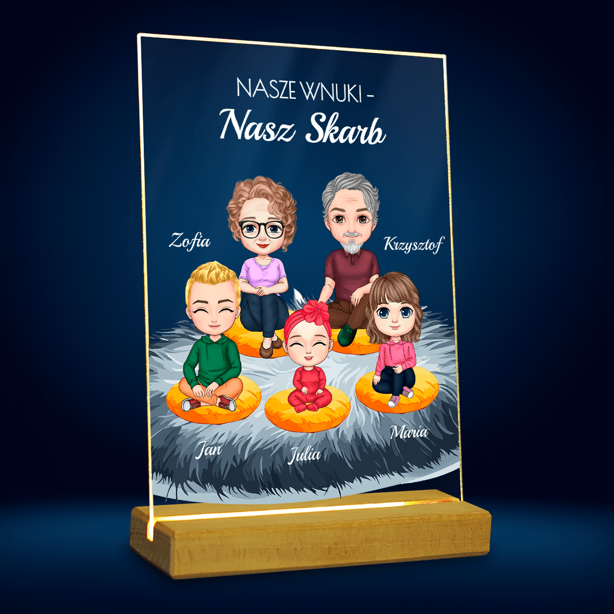 Wnuki to skarb Clipart - Druk na szkle, spersonalizowany prezent dla dziadków - Adamell.pl