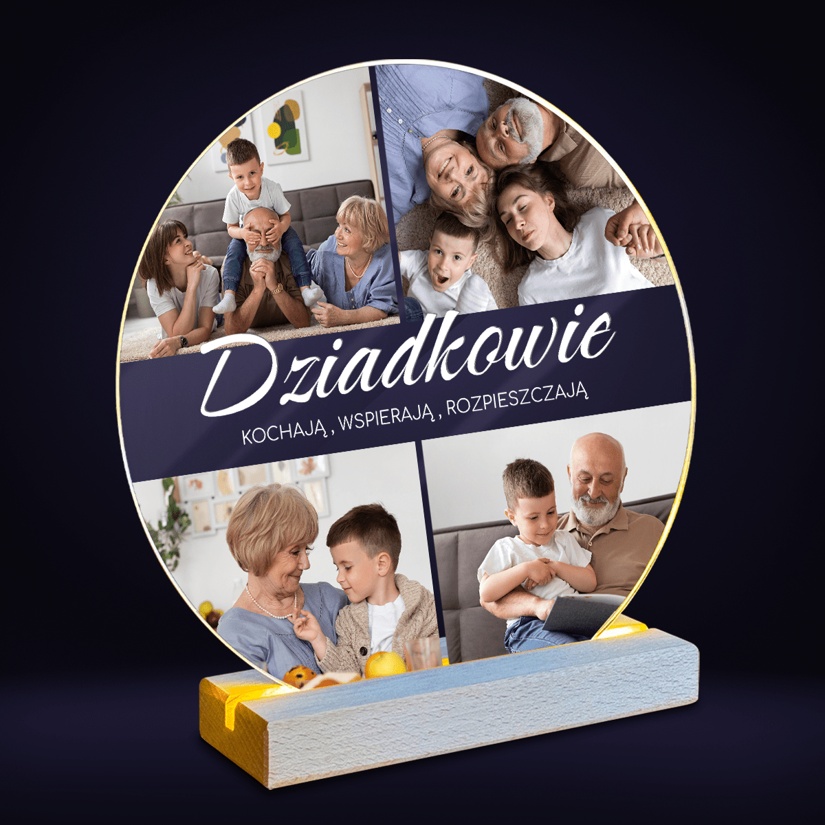 Wspaniali dziadkowie zdjęcia + napis - Druk na szkle, spersonalizowany prezent dla dziadków - Adamell.pl