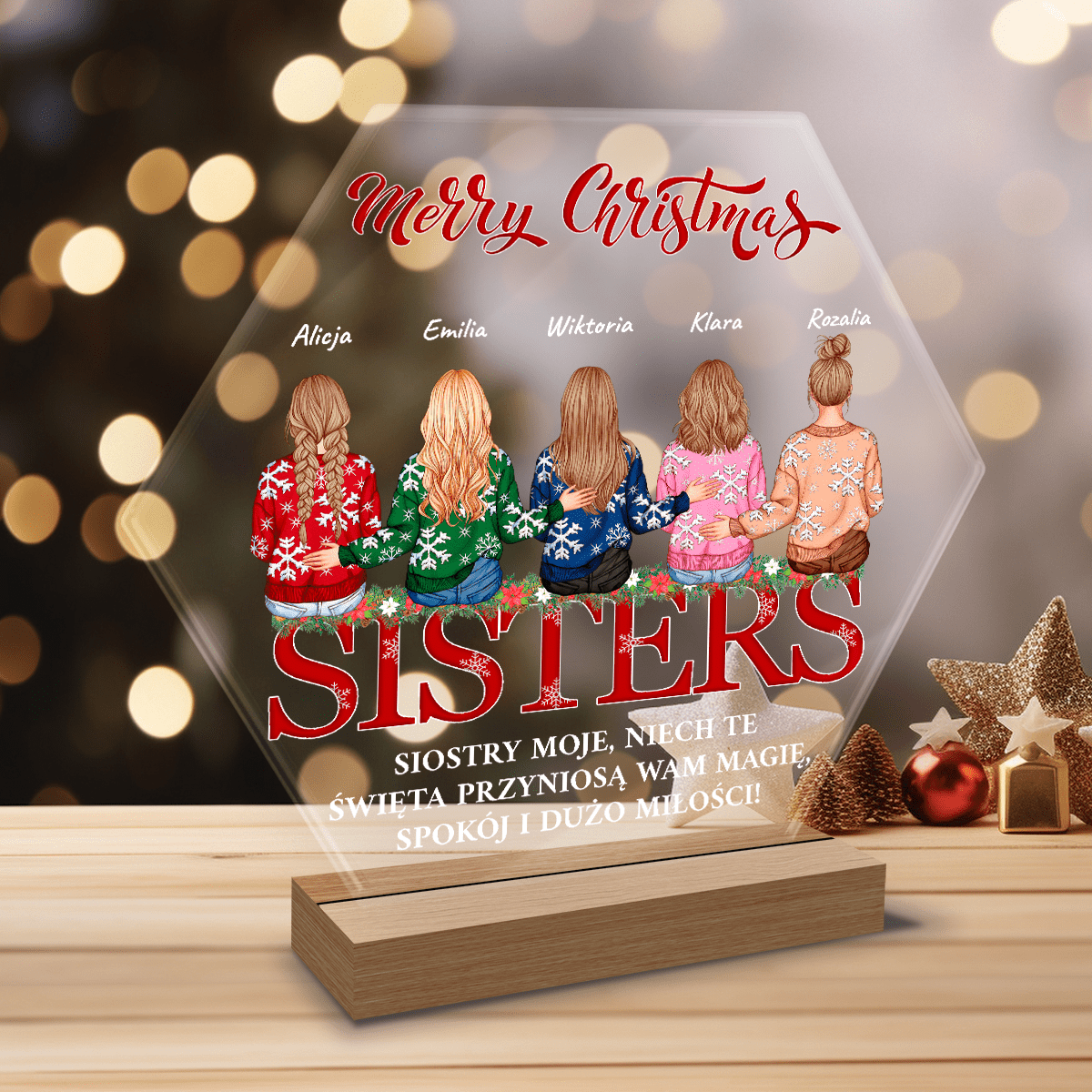 Z siostrą w święta - Druk na szkle, spersonalizowany prezent dla siostry - Adamell.pl