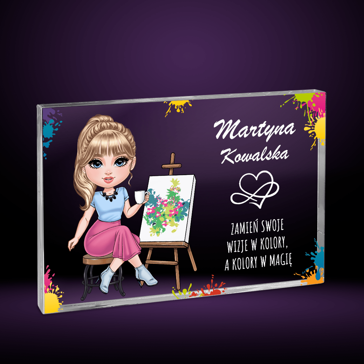 Zamień kolory w magię Clipart - Druk na szkle, spersonalizowany prezent dla niej - Adamell.pl