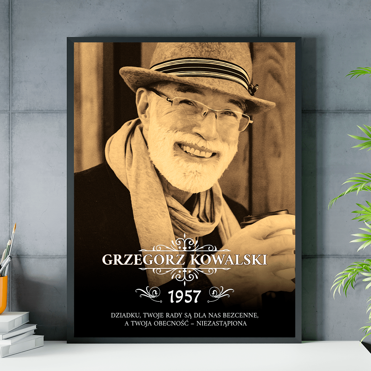 Zdjęcie dziadka w stylu vintage + tekst - plakat, spersonalizowany prezent dla dziadka - Adamell.pl
