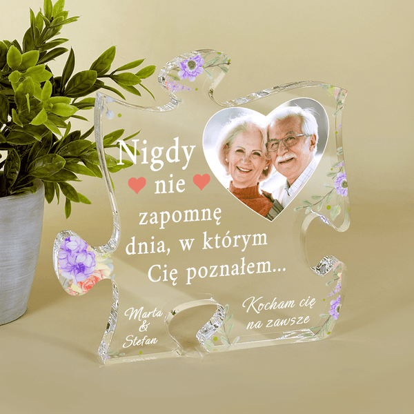 Zdjęcie dziadków w sercu - Druk na szkle - puzzel, spersonalizowany prezent dla dziadków - Adamell.pl