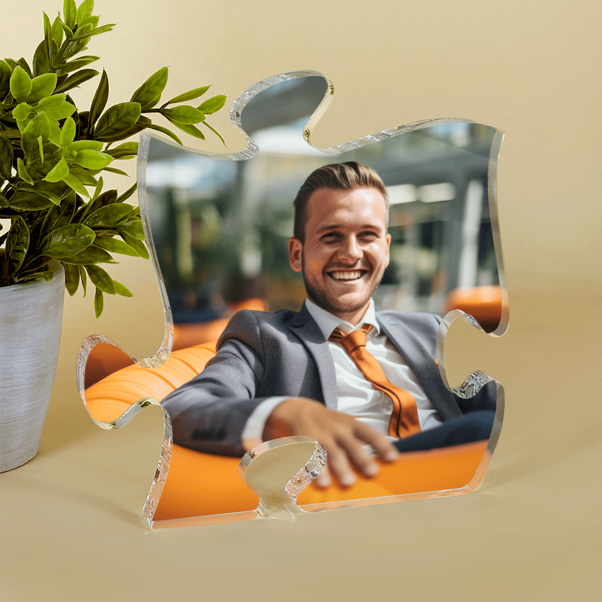 Zdjęcie uśmiechniętego mężczyzny - Druk na szkle - puzzel, spersonalizowany prezent dla niego - Adamell.pl