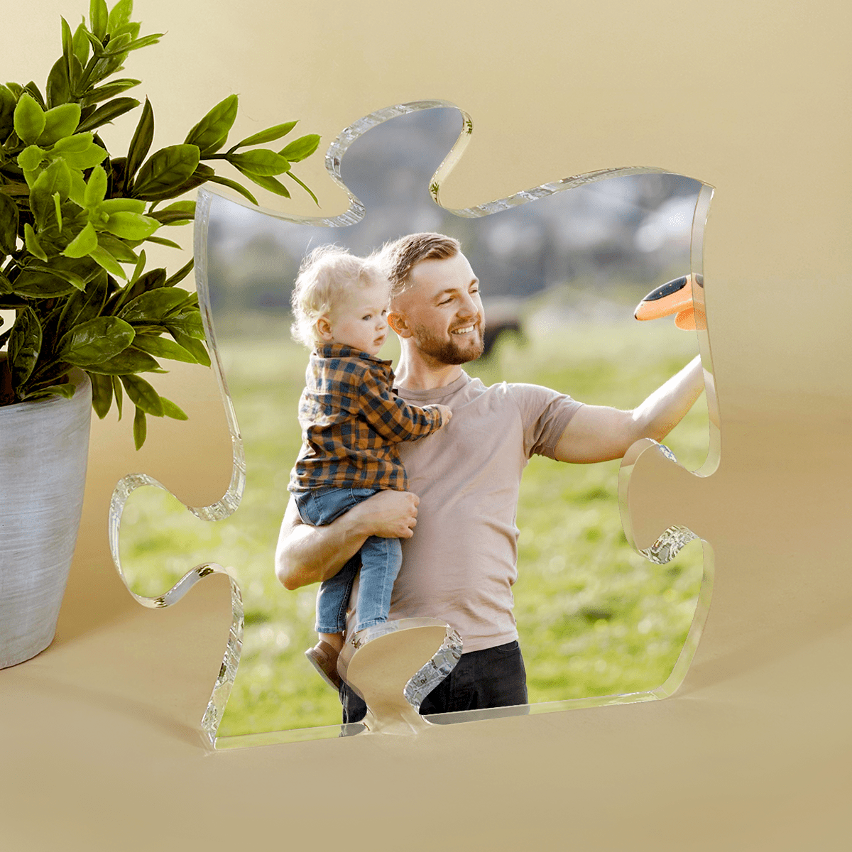 Zdjęcie z ukochanym tatą - Druk na szkle - puzzel, spersonalizowany prezent dla taty - Adamell.pl