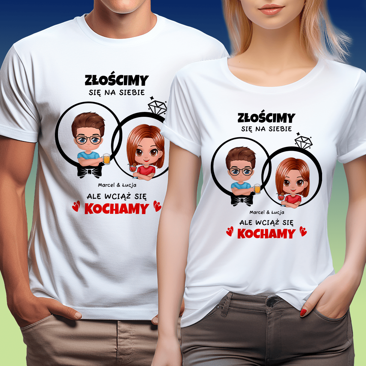 Zestaw 2 koszulek KOCHAMY SIĘ - spersonalizowany prezent dla pary - Adamell.pl