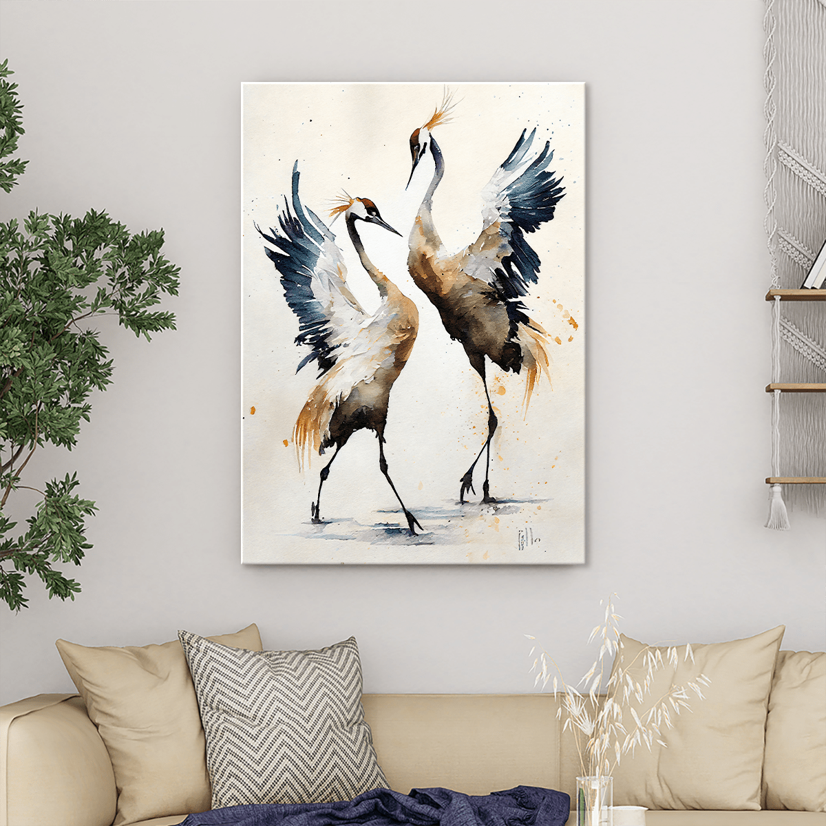 Żurawie - obraz na płótnie, oryginalny prezent dla niej - Adamell.pl