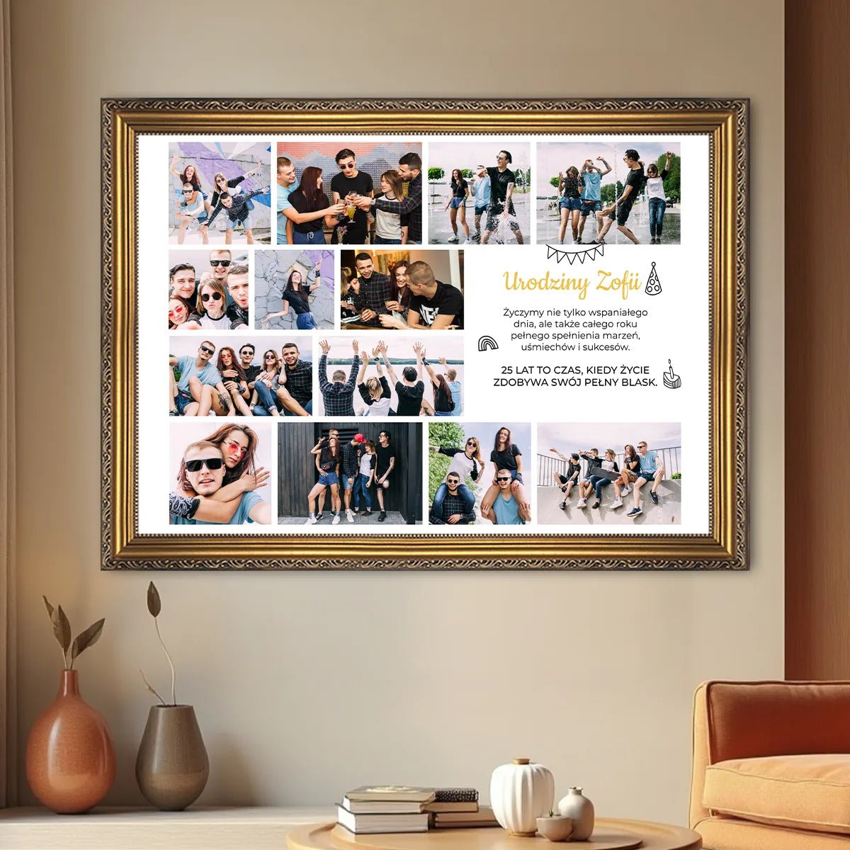 Życzenia 25 lat - druk na płótnie, spersonalizowany prezent dla przyjaciela - Adamell.pl