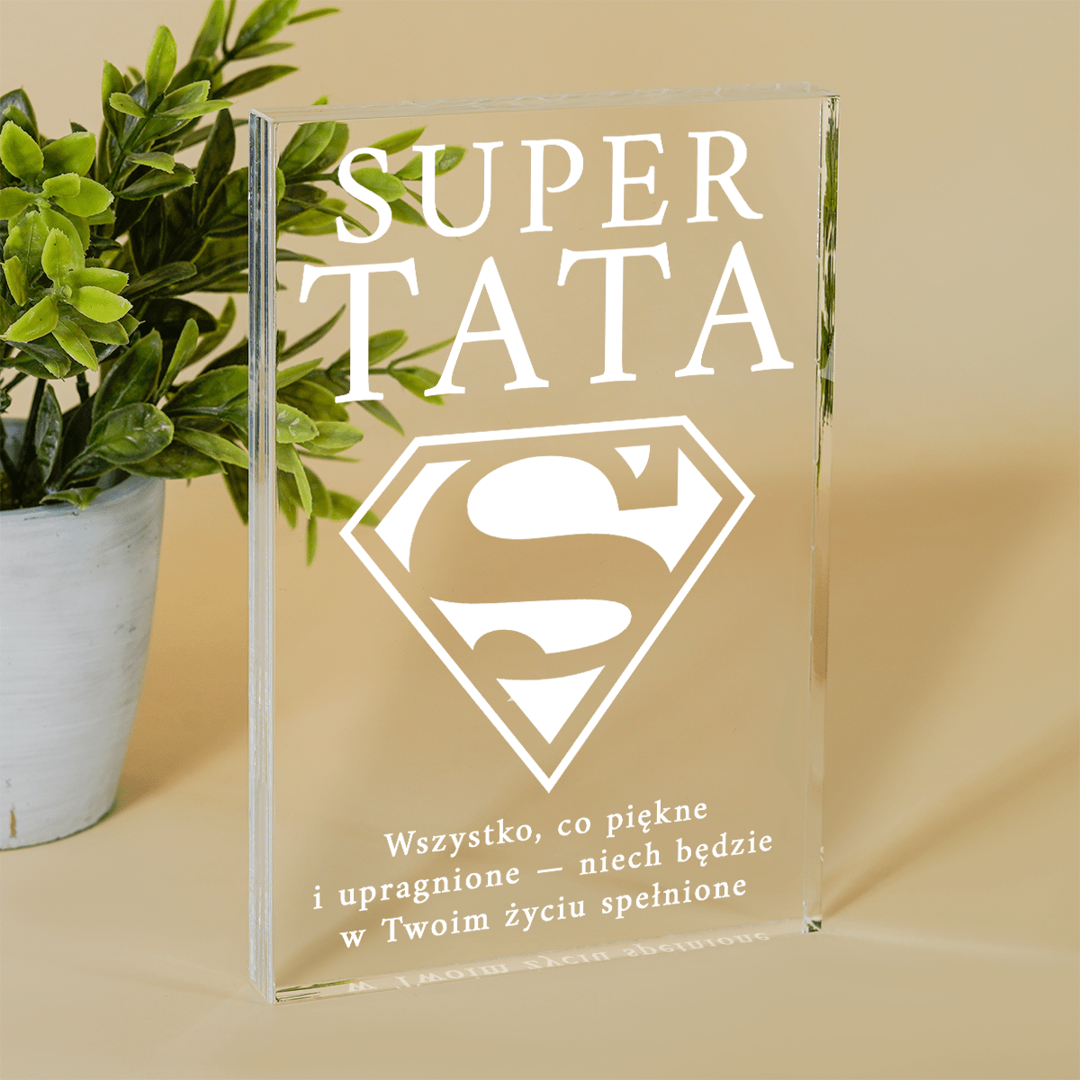Życzenia dla super taty - Druk na szkle, spersonalizowany prezent dla taty - Adamell.pl