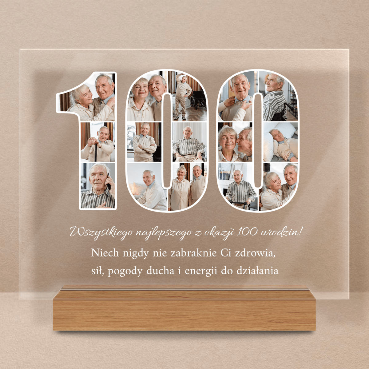 100 lat! - Druk na szkle, spersonalizowany prezent dla niego - Adamell.pl