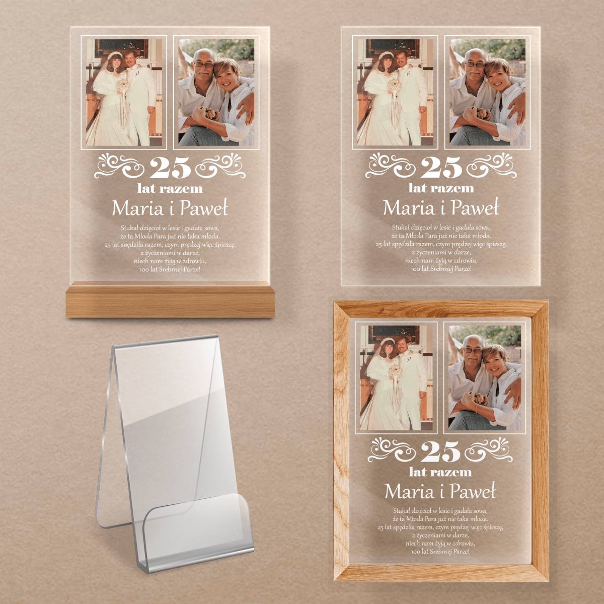 25 lat razem - Druk na szkle, spersonalizowany prezent dla pary - Adamell.pl