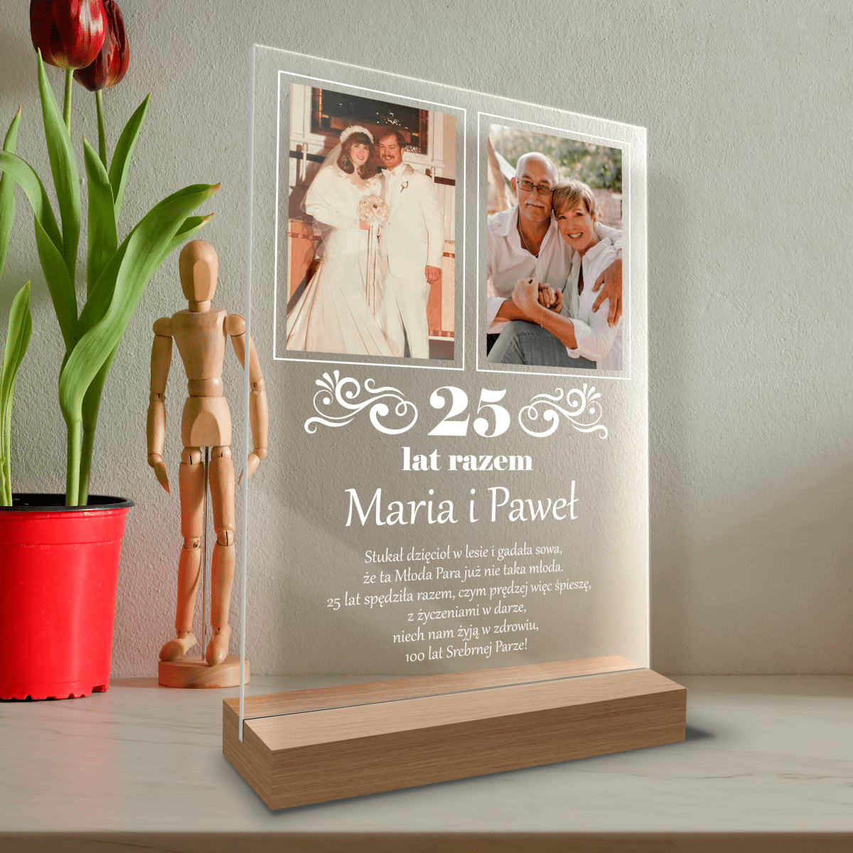 25 lat razem - Druk na szkle, spersonalizowany prezent dla pary - Adamell.pl
