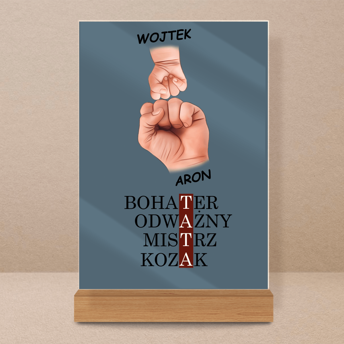 Bohater tata - Druk na szkle, spersonalizowany prezent dla taty - Adamell.pl