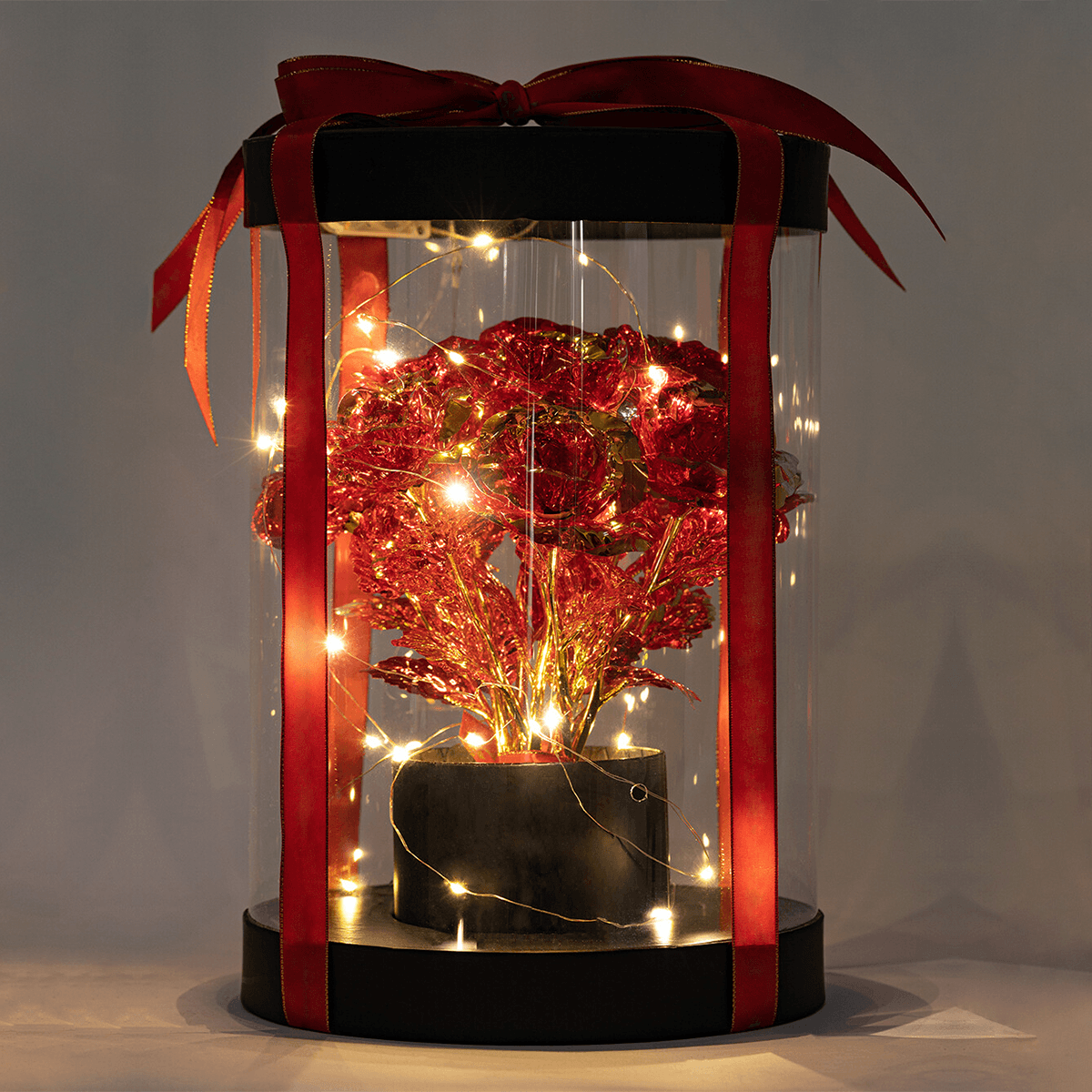 Czarny box LED świecące róże + GRATISY - Adamell.pl - Wyjątkowe Prezenty