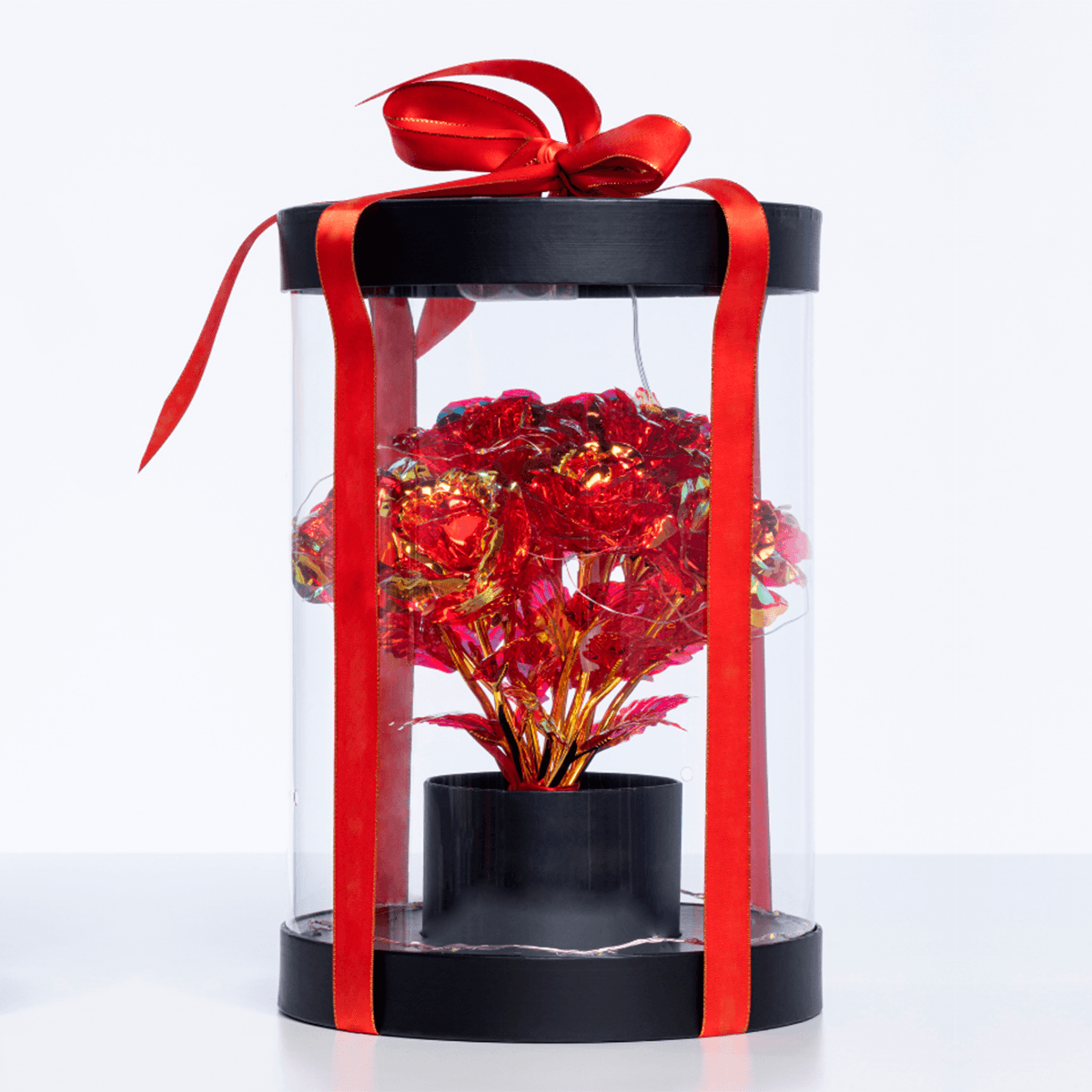 Czarny box LED świecące róże + GRATISY - Adamell.pl - Wyjątkowe Prezenty