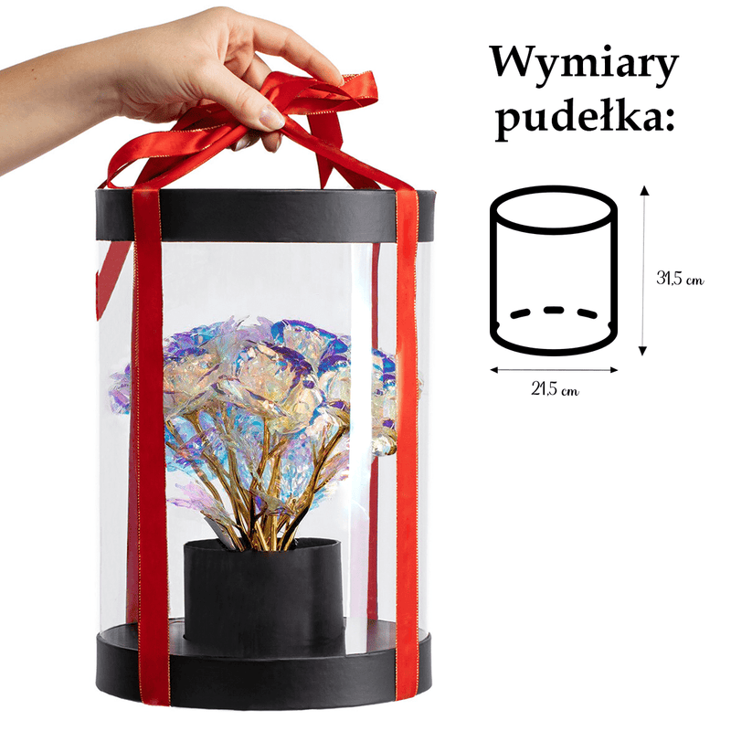 Czarny box wiecznych róż bukiet LED + GRATISY - Adamell.pl