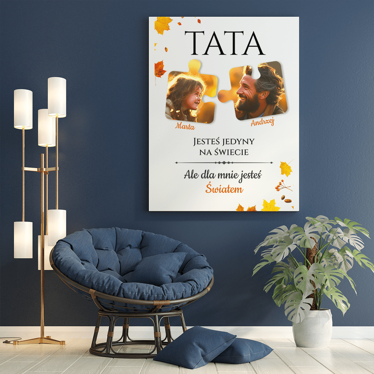Dla mnie jesteś całym światem - druk na płótnie, spersonalizowany prezent dla taty - Adamell.pl