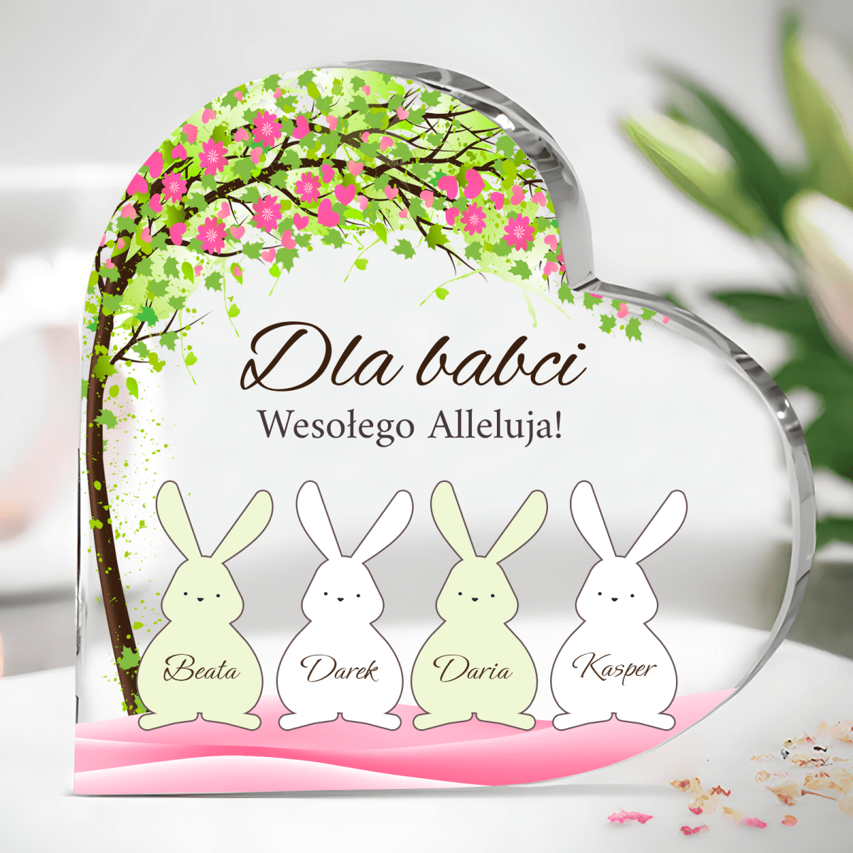 Dla mojej kochającej babci - Szklane serce, spersonalizowany prezent dla babci - Adamell.pl