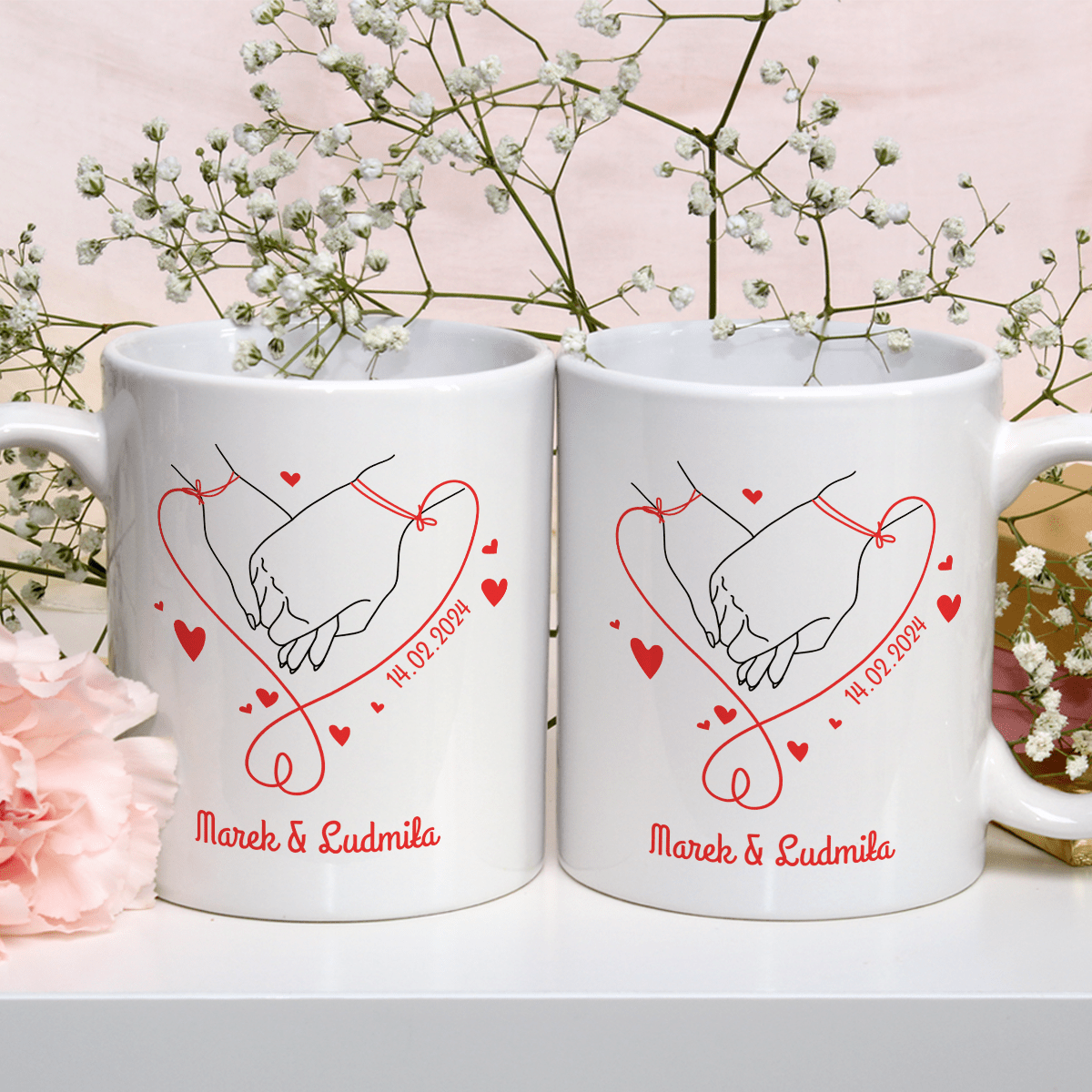 Dla pary zakochanych - 1x Kubek z nadrukiem, spersonalizowany prezent dla pary - Adamell.pl